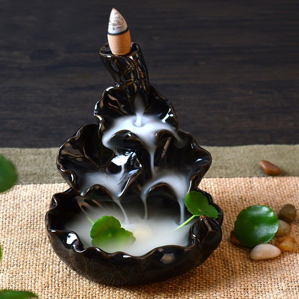 

creative smoke backflow incense cones or ceramic tiantan ornament burner black glaze ceramic censers