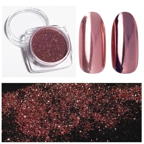 

0.5g mirror rose gold nail art glitter powder shining chrome pigment manicure uv gel polish decoration dust new updated diy hot, Silver;gold