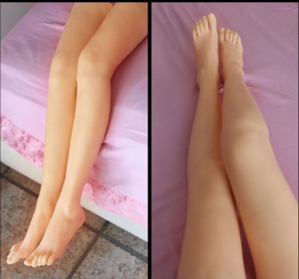 Gambe in silicone di alta qualità in vera pelle, piedi femminili in silicone per la visualizzazione, giocattoli sessuali con piedi in silicone Manichino femminile