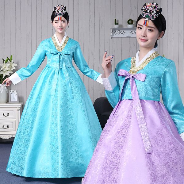 

south korea's classical tradition ladies court hanbok korean national ceremony dance portrait guzheng performance clothing, Red