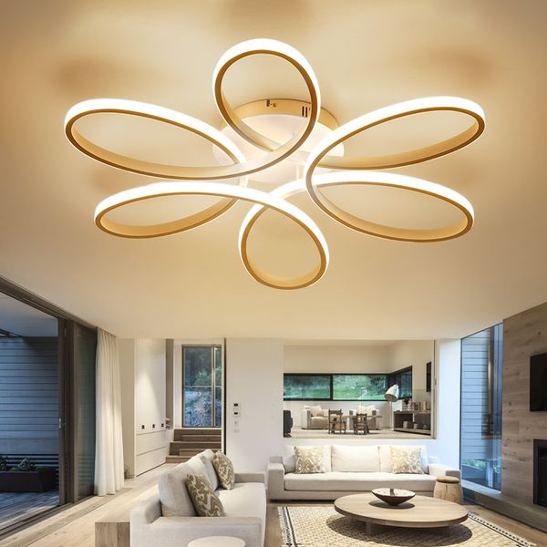 Everflower Modern Simple Floral Shape Led Semi Flush Mount Ceiling