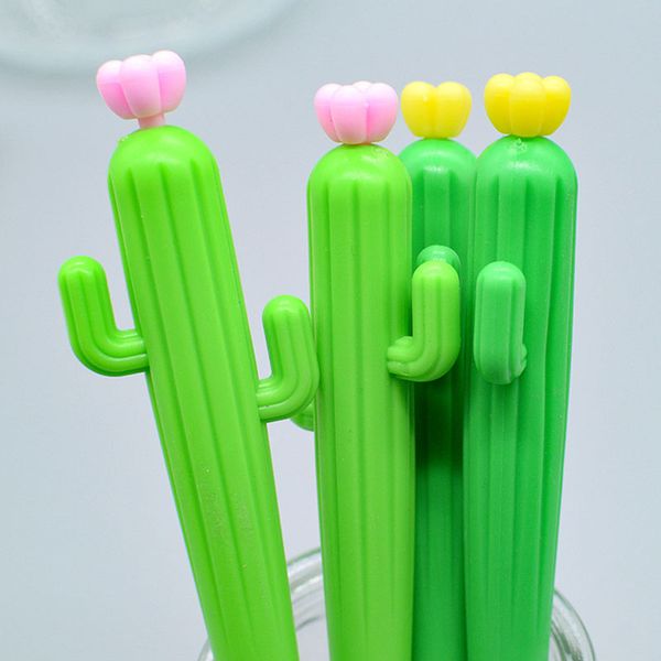 

20pcs cactus gelpen 0.38mm black ink kawaii soft silicon pen office school smooth writing stationery creative green plant pen