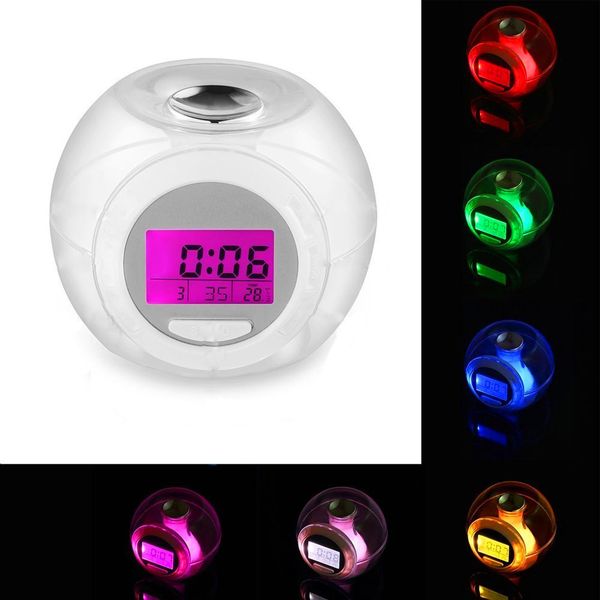 

new design digital alarm clock desk decoration wake up light clock for kids child toddler adults 7 colors changing alarm
