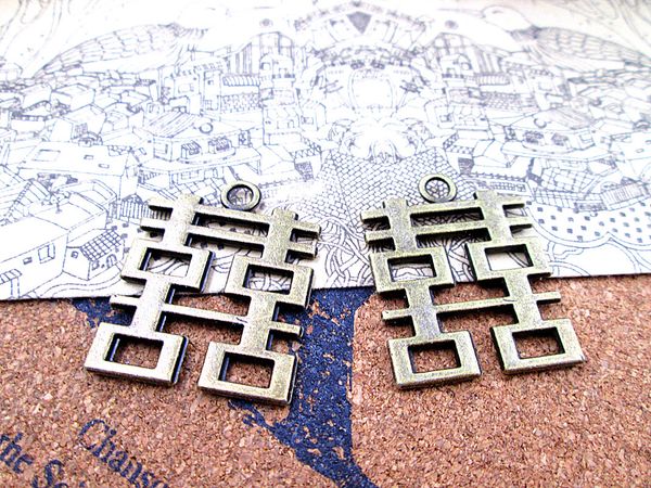 

24pcs -- 31*24mm antique bronze chinese word wedding word means happiness charms pendants, Bronze;silver