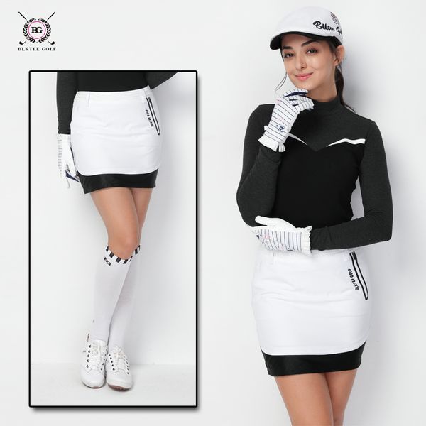 

bg autumn and winter golf apparel women's short skirt ladies korean sports body sculpting net anti-glare skirt, Black;red
