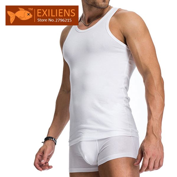 

exiliens] men's vest brand man underwear men h shape undershirts cotton fitness sleeveless elastic force male size -3xl, Black;brown