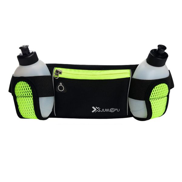 

men women reflective adjustable running waist bag with sports belt water bottle holder cycling hiking fanny pack