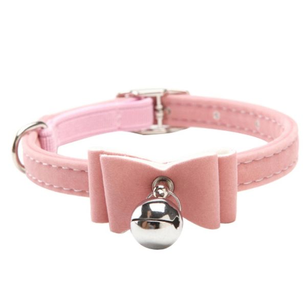 

puppy pet dog bowknot lead adjustable leather cat kitten pu collars with bell necklace pup dog collars bow tie selling