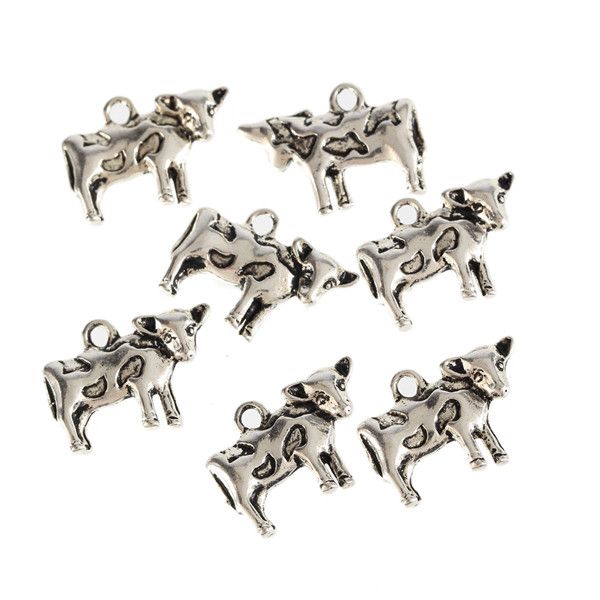 

trendy 1.1x1.8cm tibetan silver plated milk cow 3d charms pendant fit diy jewelry necklace bracelet 30 pcs/lots, Bronze;silver