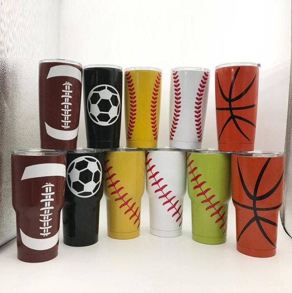 

Бейсбольные кружки 20 унций 30 унций софтбола баскетбол футбол из нержавеющей стали путешествия автомобильные чашки с вакуумной изоляцией пиво детский кубок OOA5885