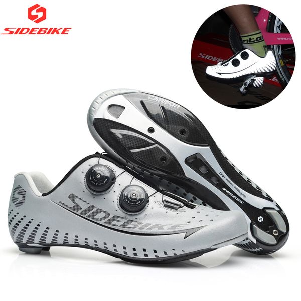 

sidebike 3m reflectiv carbon ultralight cycling shoes self-locking racing bike shoes road bike athletic riding ciclismo, Black