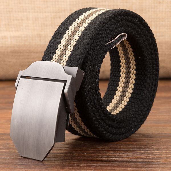 

lgfd8921e men canvas belt automatic buckle cotton thick polyester cotton canvas belt, Black;brown