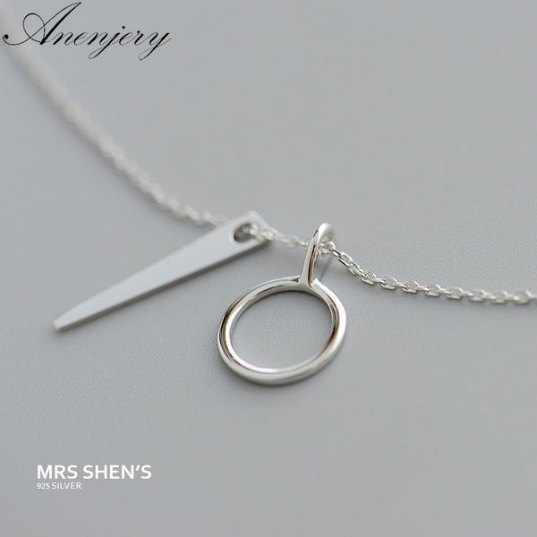 

anenjery simple geometric chic clavicle chain necklace 925 sterling silver necklace for women gift collares kolye s-n273