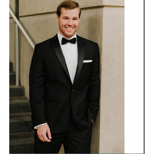 

2017 new mens suits wedding groom tuxedos for men suit black lapel groomsman men wedding suits bridegroom (jacket+pant+bow, White;black