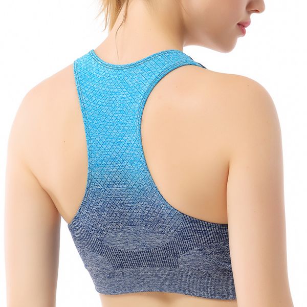 

binand gradient medium impact sports bra breathable wire sweat-wicking quick dry sling padded jogging yoga underwear, White;black