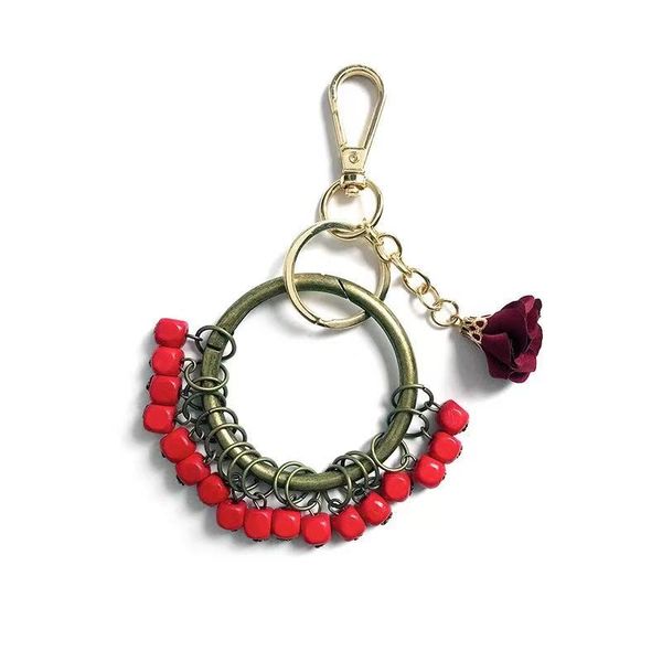 

new retro wind couple acacia bean car keychain red bean love key ring glamour jewelry female bag pendant male car key chain, Silver