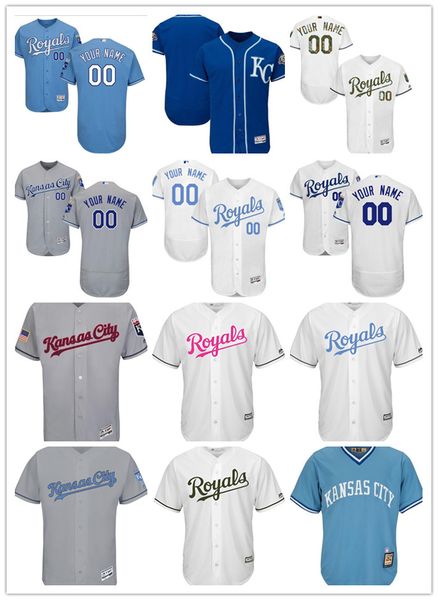 

Cu tom men 039 women youth maje tic kan a city royal jer ey per onalized name and number blue grey white kid girl ba eball jer ey