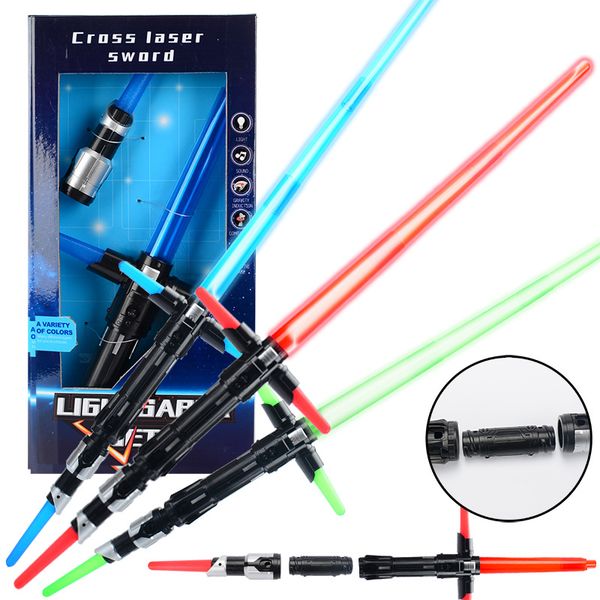 

star toys laser sword induction lightsaber cosplay prop music telescopic cross light sword flash stick wars toy boy girl gift dhl