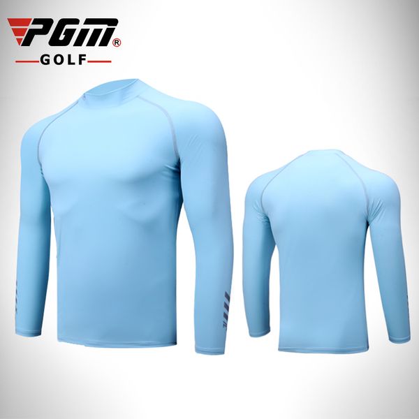

pgm golf sports shirts summer men's long-sleeved sun protection clothing ice silk lycra breathable quick dry bottoming shirt, Black;blue