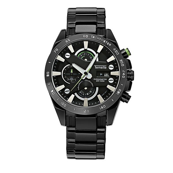 

multi function calendar luxurious brand sports quartz watch large dial stainless steel men watches waterproof unique design wristwatch, Slivery;brown