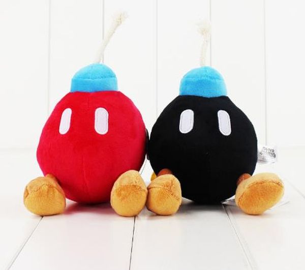 

14cm super mario bros bomb stuffed toy black and red bomb soft plush doll cute bomb good gift for kids