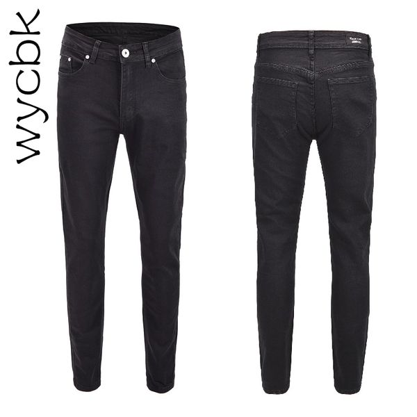 

wycbk 2018 new mens jeans casual jeans regular fit straight leg elasticity stretch long trousers, Blue