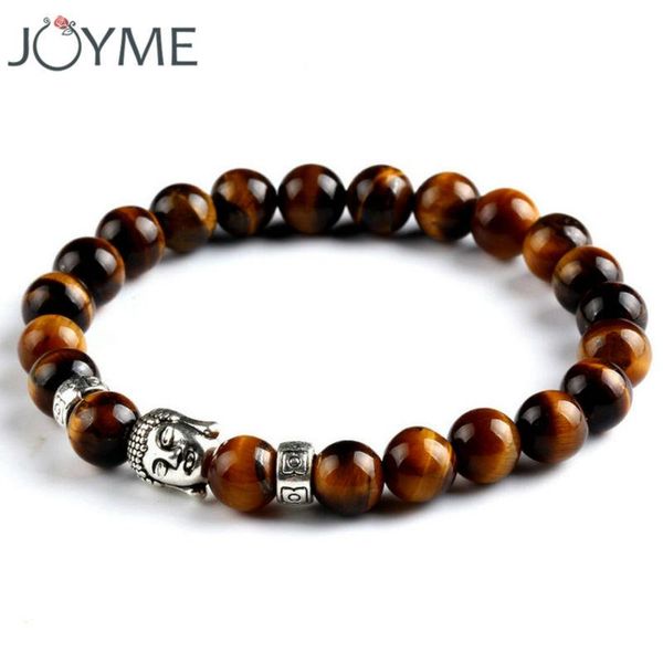 

Hot Silver Plated Buddha beads Bracelets Bangles Natural Stone Charm Bracelets For Women and Men Jewelry lava pulseiras
