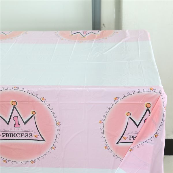 

cartoon theme pink crown tablecover birthday party decoration kids favors supplies events tablecloth happy baby shower 108*180cm