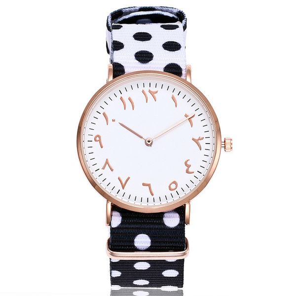 

new fashion arabic numbers watches quartz watch nylon rose gold watch clock relojes mujer montre femme, Slivery;brown