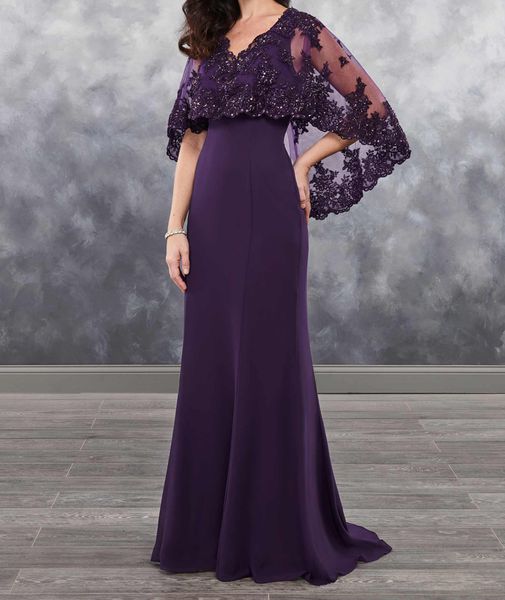 Escuro Mãe roxo do chiffon vestidos de noiva com bolero pura com vestido Applique brilhando sequins da mãe chiffon Borgonha / Royal Blue