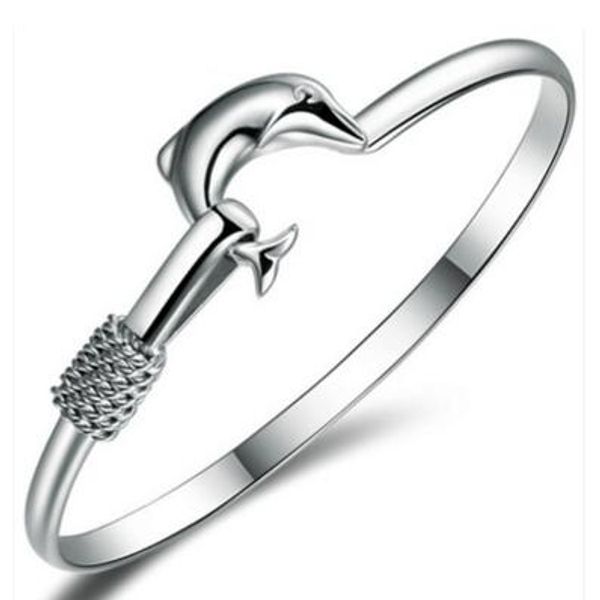 

925 silver charm bangle fine noble mesh dolphin bracelet fashion bracelets dolphin bangles women bracelet, Black