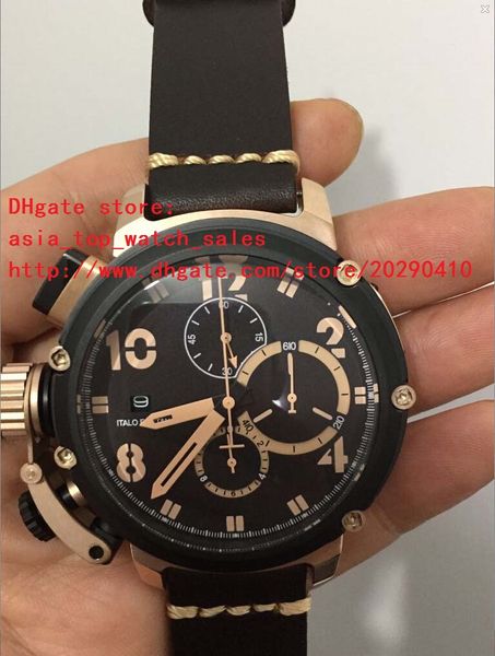 

Роскошные R 48 мм Кварцевый хронограф высокое качество розовое золото черный циферблат сапфировое зеркало мужские часы