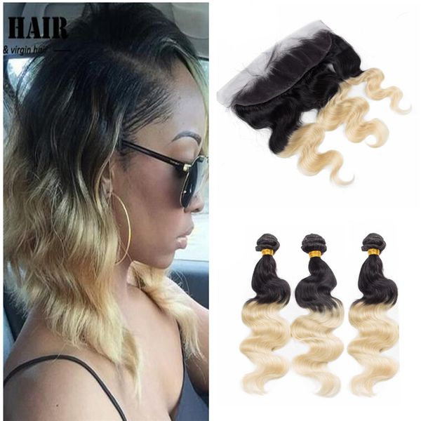 2019 Jet Black Blonde Ombre Hair Brazilian Virgin Human Hair
