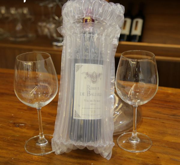 Надувная воздушная подушка колонка бутылки вина обертывание PE сумка воздух заполнены защитный мешок Даннаж 32*8 см Оптовая