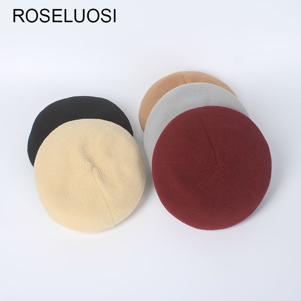 

roseluosi женщины осень зима вязаные береты шляпа повседневная сплошной цвет boinas пункт mujer дамы теплые шляпы кости feminino, Blue;gray