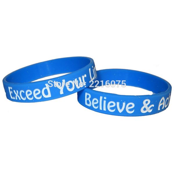 

300pcs motivational law of attraction blue wristband silicone bracelets by dhl express, White