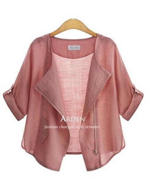 

Slim Women Spring Summer Female Sunscreen Coat Basic Casual Pink Navy Preppy Style Zipper Short Thin Jacket Coats Outerwear