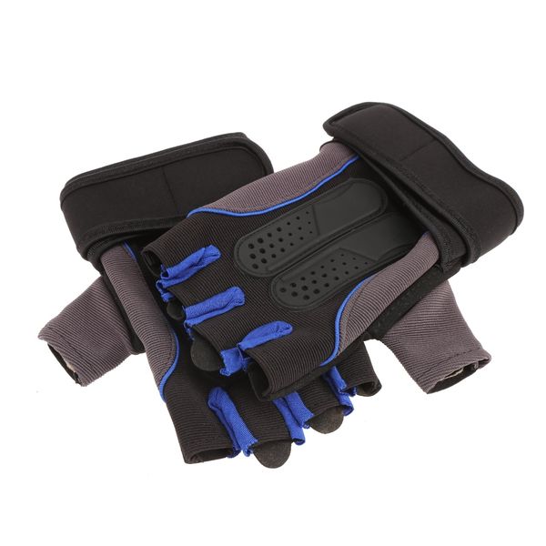 

lengthened weight lifting half-finger gloves sports fitness, Black