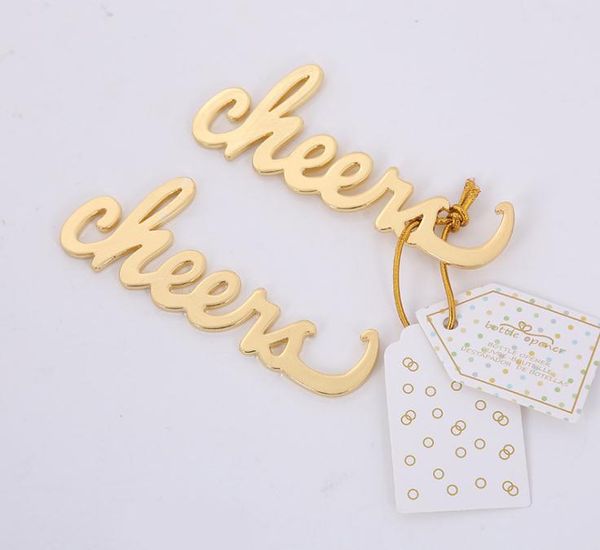 Freies Verschiffen 50 STÜCKE Gold Cheer Flaschenöffner Hochzeit Gefälligkeiten Bridal Shower Favors Party Favors Event Werbegeschenke Wein Opener SN1175