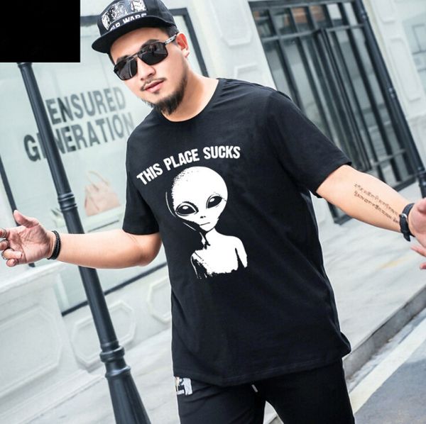 

THIS PLACE SUCKS Tee Alien Funny Print Tops Men Clothing Summer Casual Tee Tops Black T-shirts