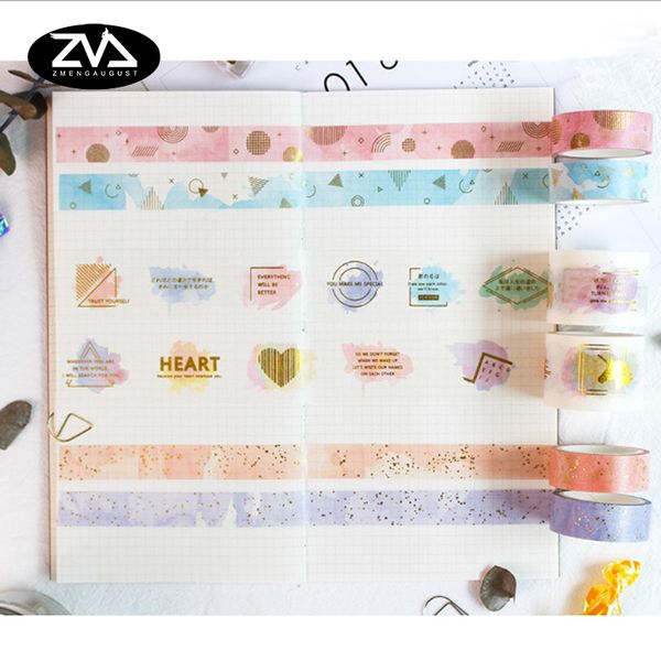 

1x watercolor flow gold series beautiful washi tape diy scrapbooking masking tapes school office stationery escolar papelaria 2016