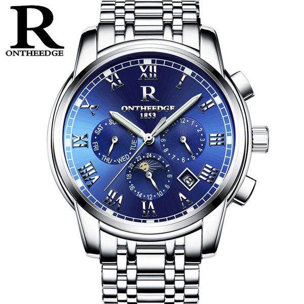 

wengle new fashion sell like cakes automatic mechanical steel strip hollow luminous waterproof calendar luxury mechanical watches, Slivery;brown