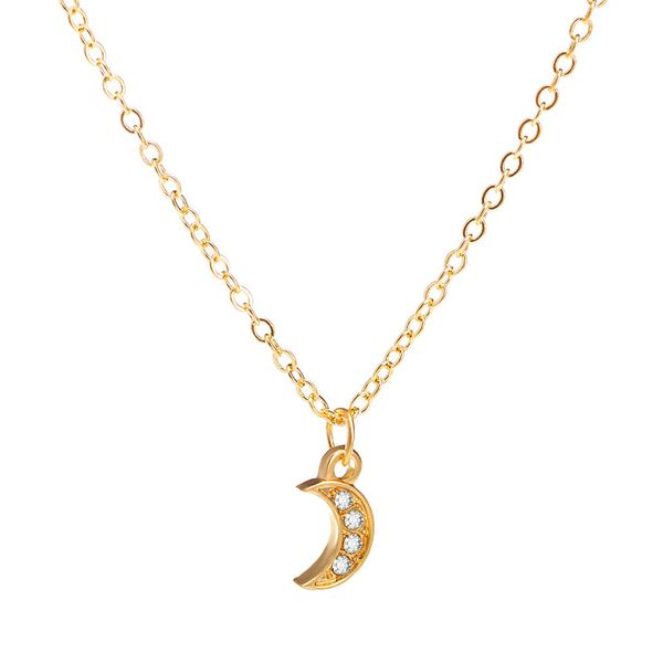 

moon pendant necklaces for women crystal moon pendants with 19 inches chain fashion jewelry holiday gift, Silver