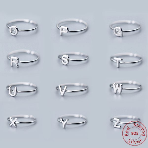 

fashion custom personalized 925 sterling silver alphabet ring a-z 26 initial letter name rings for women men charm jewelry, Golden;silver