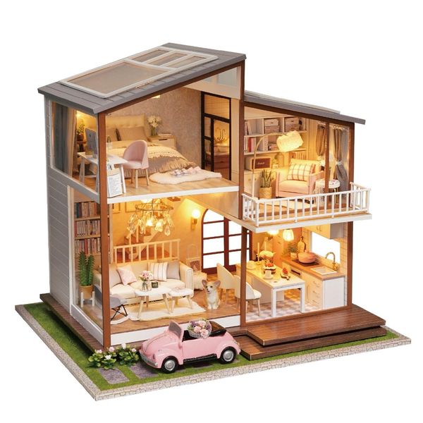 

деревянные diy кукольный дом мебель миниатюрный кукольный дом головоломка собрать 3d миниатюры кукольный дом модель наборы игрушки для детей