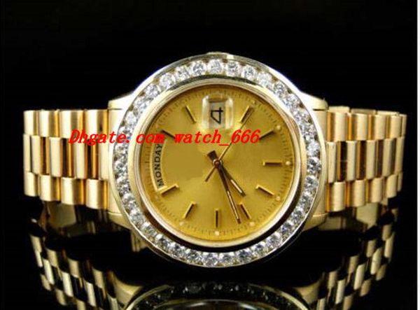 

роскошные наручные часы мужские 41 мм желтое золото 18 карат больше алмаз часы автоматические мужские часы мужские часы бесплатная доставка, Slivery;brown