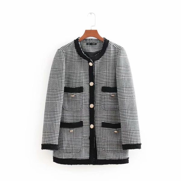 

women popular new cc75-8791 european fashion style tweed casual wear suit, Black;brown