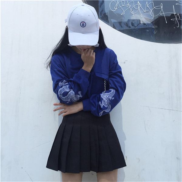 

Streetwear Harajuku Dragon Embroidery Sweatshirt Women Attitude O -Neck Pullover Long Sleeve Loose Casual Women Tops Tracksuit Female