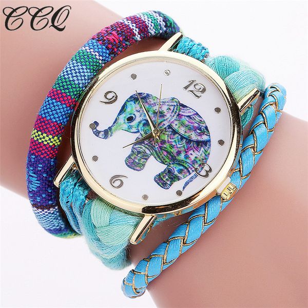 

ccq brand handmade braided women elephant wrist watch fashion rope ladies quarzt watches 2079, Slivery;brown