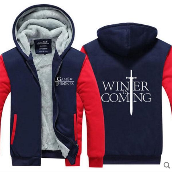 

fashion kids winter jacket coat game of thrones cosplay hooded coat anime cartoon sword fur hoodie sweatshirt for big children, Black
